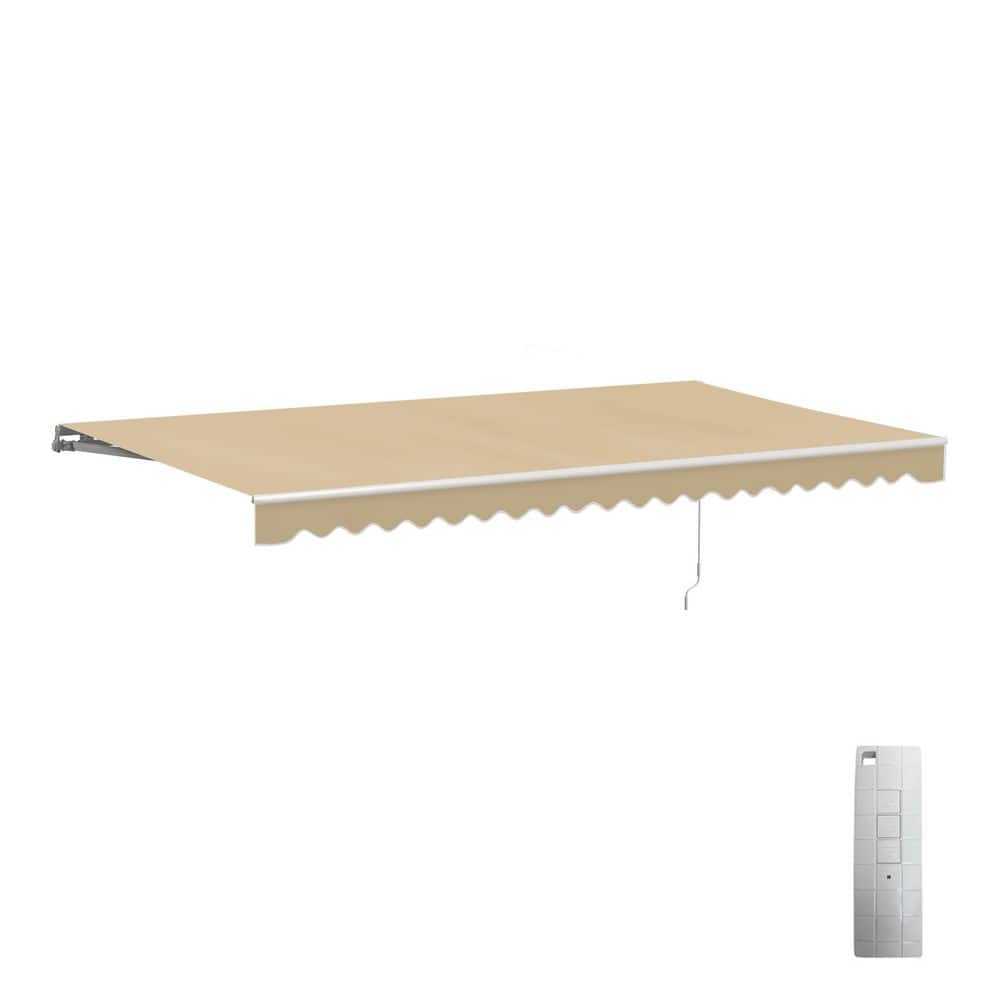 ALEKO 20 ft. Caribbean Polyester Motorized Retractable Patio Awning 10 ft. Projection in Sand